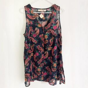 *NWT* Victorias Secret Gold Label 1990s Sheer Paisley Top M/L
